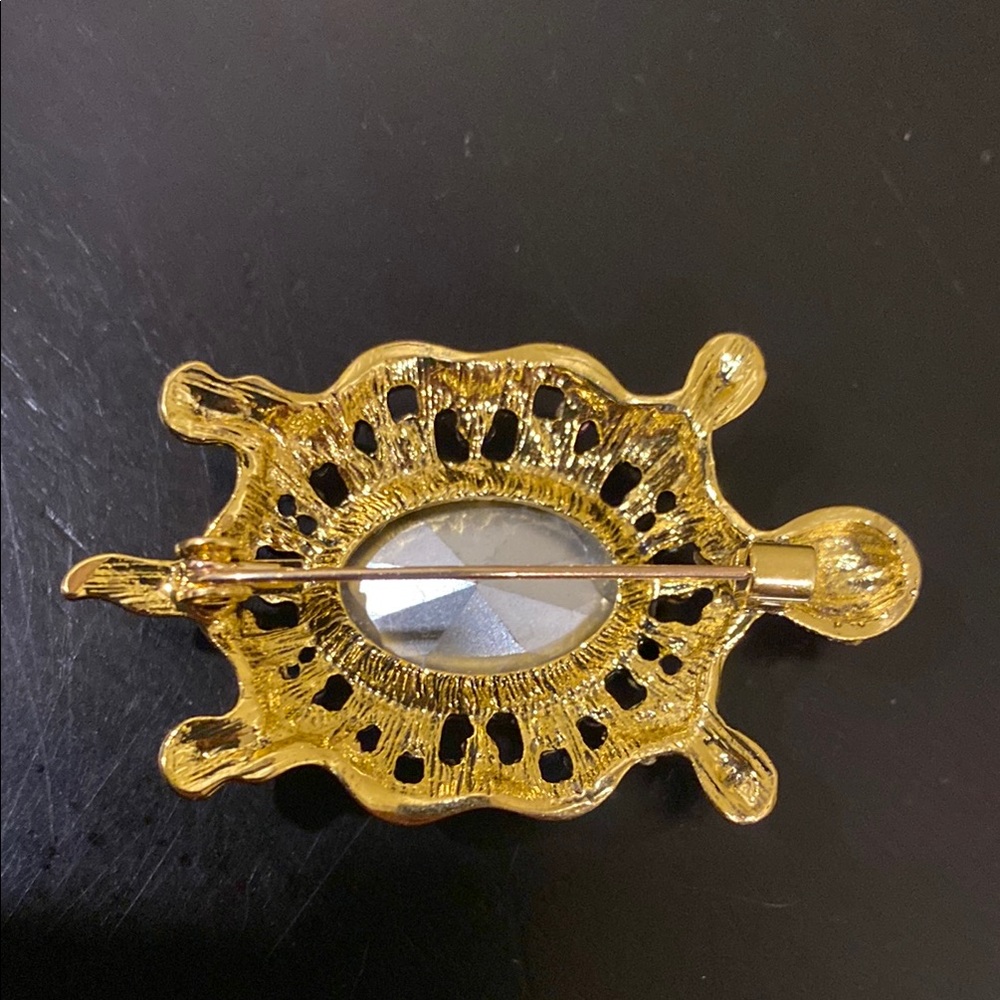 Turtle Rhinestone Brooch Vibrant Multicolor Intricate Design - Picture 3 of 6